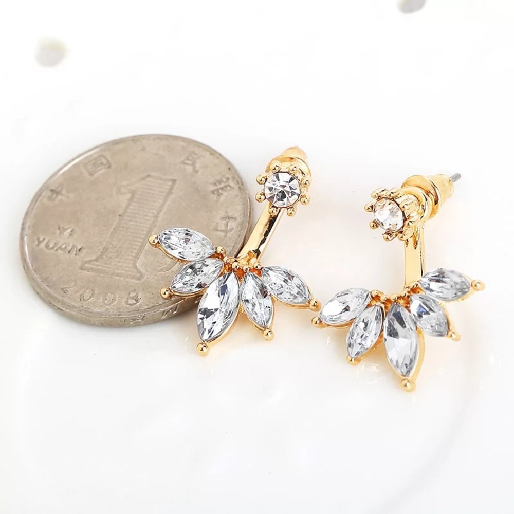 Brand New Rose Gold Color Crystal Flower Earrings - Picture 1 of 2